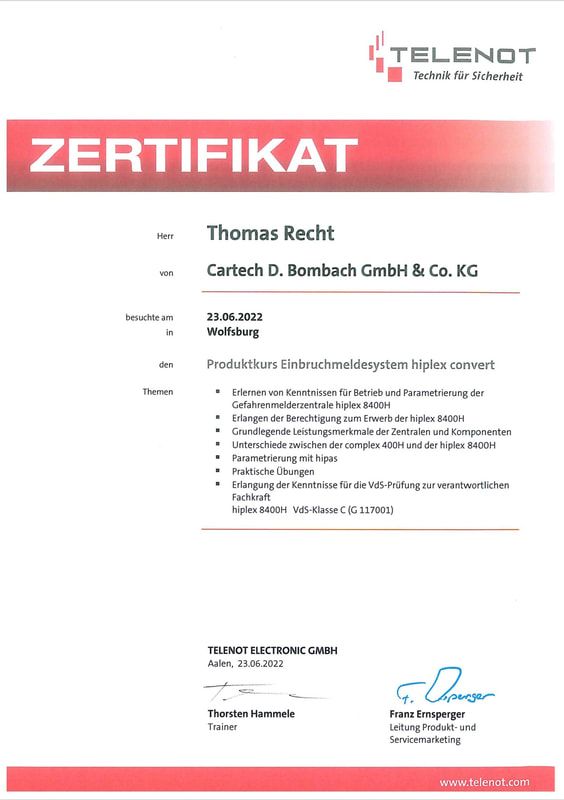Cartech Bombach IT Zertifikate