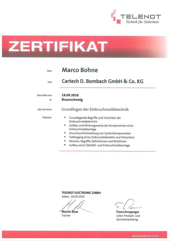 Cartech Bombach IT Zertifikate