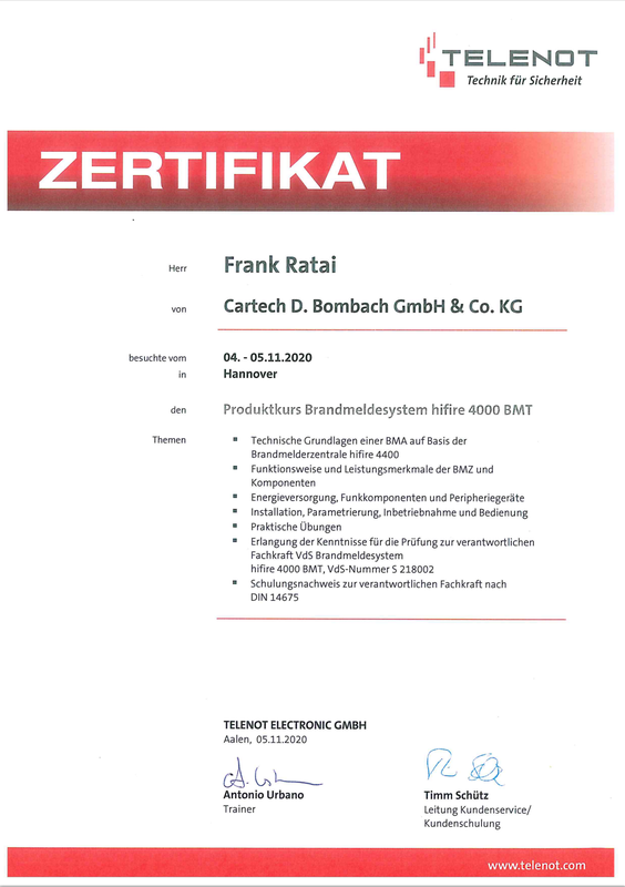 Cartech Bombach IT Zertifikate